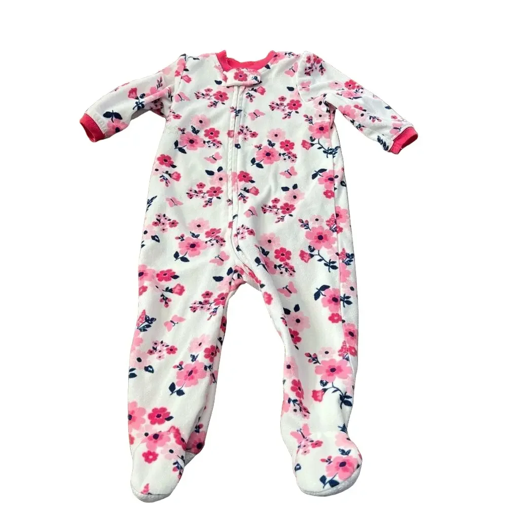 🍭4/$20 Little Me Floral Fleece Zip Footie Pajamas for Baby Girl - 12 months